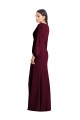 Cheap Long Puff Sleeve V-Neck Trumpet Maxi Prom Dress
