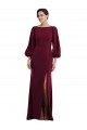 Cheap Bishop Sleeve Open Back Trumpet Crepe Prom Dress with Scarf Tie