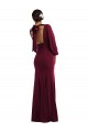 Cheap Bishop Sleeve Open Back Trumpet Crepe Prom Dress with Scarf Tie