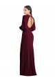 Cheap Puff Sleeves Long Maxi Briddesmaid Dress with Cutout Tie Back