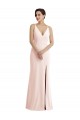 Cheap Skinny Strap Deep V-Neck Trumpet Crepe Prom Dress with Front Slit