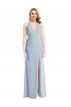 Cheap Plunge Neck Halter Backless Trumpet Prom Dress with Front Slit
