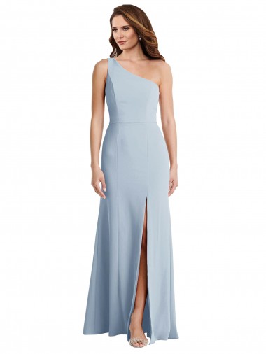 Cheap Bold One Shoulder Trumpet Maxi Crepe Prom Dress