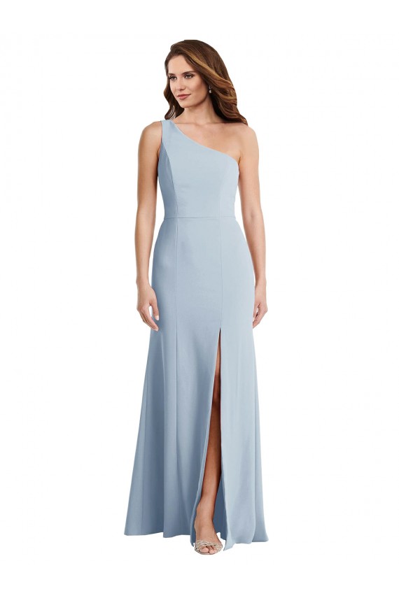 Cheap Bold One Shoulder Trumpet Maxi Crepe Prom Dress