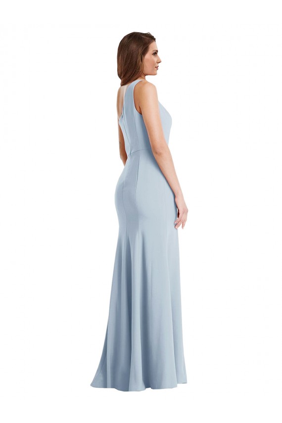 Cheap Bold One Shoulder Trumpet Maxi Crepe Prom Dress