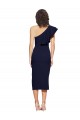 Cheap Ruched Midi Length Short Crepe Cocktail Prom Dress / Homecoming Dress with Shoulder Ruffles