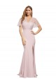 Cheap Crepe Long Sweetheart Neckline Prom Dress with Tulle Overlay Shoulders