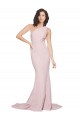 Cheap Long Sweep Train One Shoulder Crepe Prom Dress with Side Leg Split
