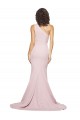 Cheap Long Sweep Train One Shoulder Crepe Prom Dress with Side Leg Split