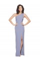 Cheap Floor Length One Shoulder Crepe Prom Dress with Pencil Skirt and Side Split