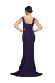 Cheap Square Neck Long Sweep Train Crepe Prom Dress with Thick Straps