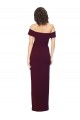 Cheap Fitted Full Length Off the Shoulder Crepe Prom Dress with Side Split and Waist Tie
