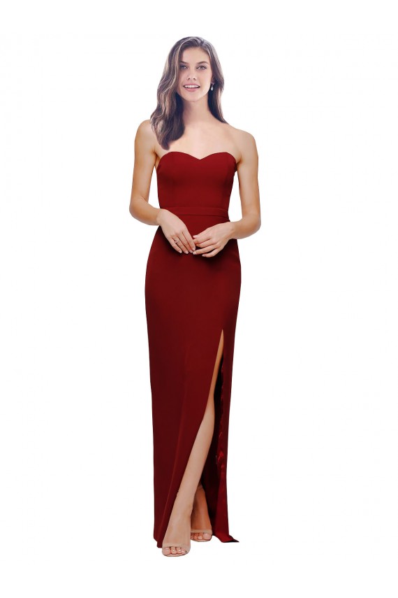 Cheap Straight Pencil Skirt Long Sweetheart Crepe Prom Dress with High Side Split