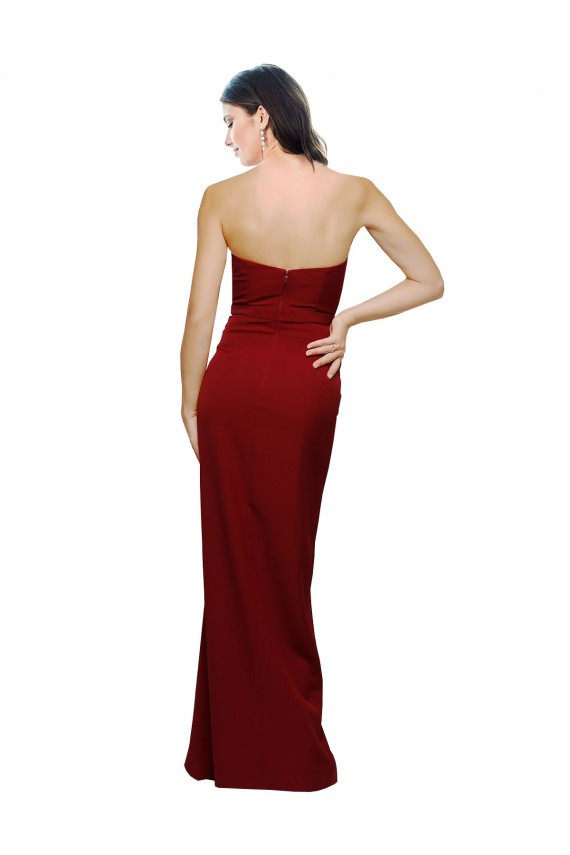 Cheap Straight Pencil Skirt Long Sweetheart Crepe Prom Dress with High Side Split
