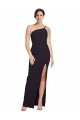 Cheap Long Floor Length Crepe Prom Dress with Side Split and One Strap