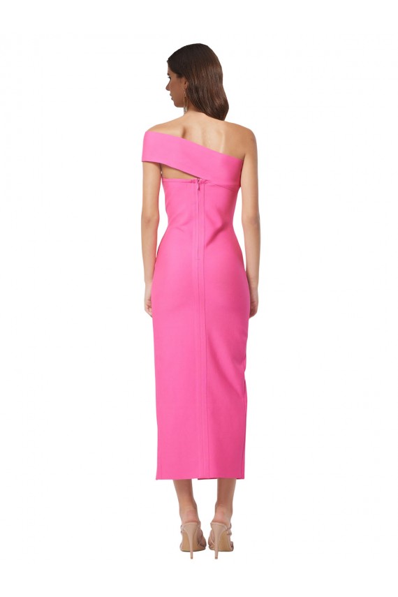 Cheap One Shoulder Neckline Short Midi Length Crepe Cocktail Prom Dress / Homecoming Dress