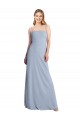 Cheap Straight Neckline Crepe Slip Prom Dress with Strappy Back