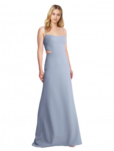 Cheap Feminine Scoop Neckline Long Crepe Slip Prom Dress 