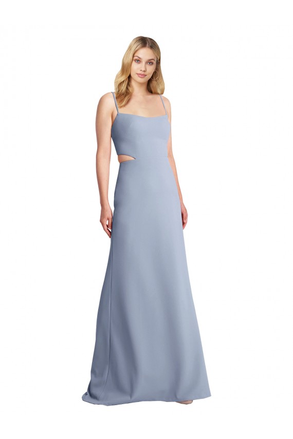 Cheap Feminine Scoop Neckline Long Crepe Slip Prom Dress 