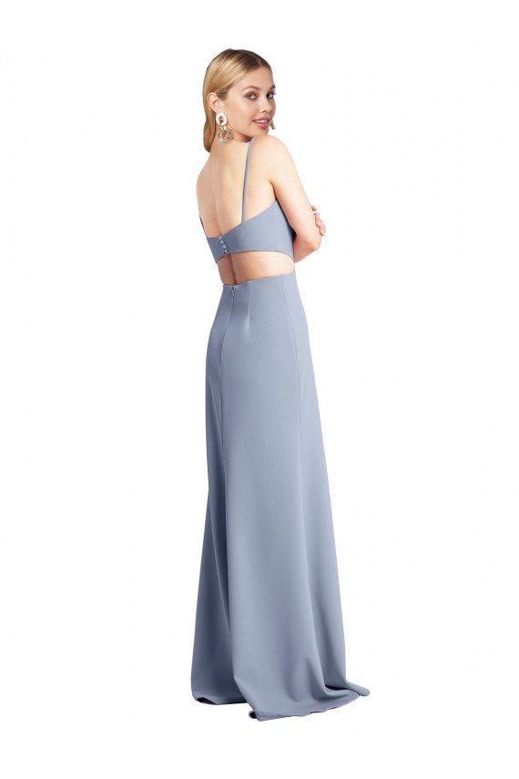 Cheap Feminine Scoop Neckline Long Crepe Slip Prom Dress 