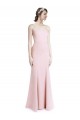 Cheap Square Neck Criss Cross Open Back Slim Crepe Prom Dress with Spaghetti Straps