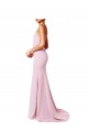 Cheap Square Neck Criss Cross Open Back Slim Crepe Prom Dress with Spaghetti Straps