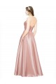 Cheap Long Plated Strapless Sweetheat Stretch Satin Prom Dress