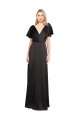 Cheap Cap Sleeves Open Back Long Stretch Satin Prom Dress