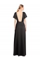 Cheap Cap Sleeves Open Back Long Stretch Satin Prom Dress