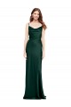 Cheap Fitted Cowl Neck Long Stretch Satin Slip Prom Dress with V-Back