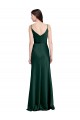 Cheap Fitted Cowl Neck Long Stretch Satin Slip Prom Dress with V-Back