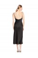 Cheap Cowl Neck Midi Length Short Stretch Satin Slip Cocktail Prom Dress / Homecoming Dress