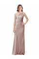 Cheap One Shoulder Black-Tie Floor Length Long Stretch Satin Prom Dress