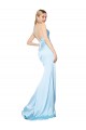 Cheap Double Straps V-Neck Sleeveless Stretch Satin Prom Dress with High Slit