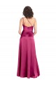 Cheap Sleek One Shoulder A-Line Long Stretch Satin Prom Dress with Spaghetti Straps Back