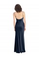 Cheap Cowl Neck Long Empire Waist Stretch Satin Prom Dress with Open Back
