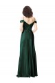 Cheap Off the Shoulder Sleeves Long Stretch Satin Prom Dress with Pleated Draped Neckline