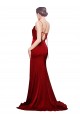Cheap Cowl Front Neck Sweep Train Stretch Satin Prom Dress with High Side Split