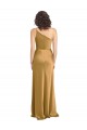 Cheap One Shoulder Long Floor Length Stretch Satin Slip Prom Dress