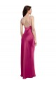 Cheap V-Neck Spaghetti Straps Slim Stretch Satin Prom Dress with Low Scoop Back