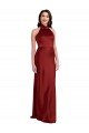 Cheap Backless Halter Long Stretch Satin Prom Dress