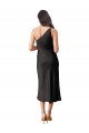 Cheap Sleek One Shoulder Midi Length Short Stretch Satin Slip Cocktail Prom Dress / Homecoming Dress