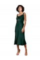 Cheap Spaghetti Straps Tie Shoulders Cowl Neck Short Midi Length Stretch Satin Cocktail Prom Dress / Homecoming Dress