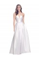 Cheap Full Length Strapless V-Cutout Stretch Satin Prom Dress