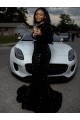 Cheap One Shoulder Long Sleeves Long Sweep Train Velvet Sequin Prom Dress