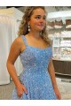 Cheap A-Line Scoop Sleeveless Long Court Train Velvet Sequin Prom Dress