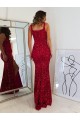 Cheap Square Neck Sleeveless Long Velvet Sequin Prom Dress with Slit