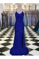 Cheap V-Neck Sleeveless Long Velvet Sequin Prom Dress