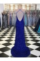 Cheap V-Neck Sleeveless Long Velvet Sequin Prom Dress