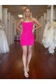 Cheap Spaghetti Straps Open Back Sleeveless Short Velvet Sequin Prom Dress